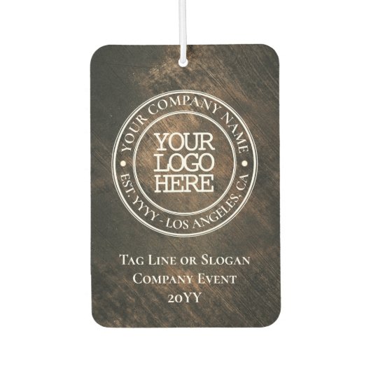 Rustikales Logo für die Werbung mit weißem Holz Autolufterfrischer (Vorderseite)