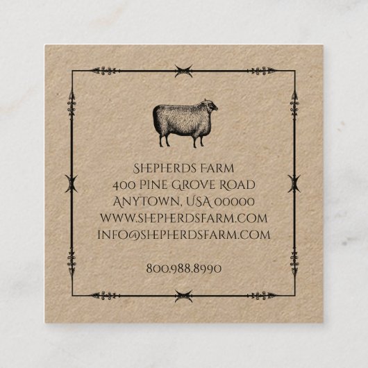 Rustikales Logo für Schafeisen-Pfeile, Kraft Quadratische Visitenkarte (Rückseite)
