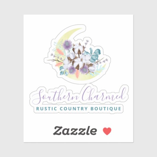 Rustikales Logo für Südländer Baumwollflorenmoon Aufkleber (Blatt)