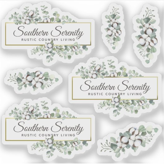 Rustikales Logo für Südliche Wasserfarbe Cotton 3- Aufkleber (Vorderseite)