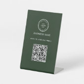 Rustikales Logo Restaurant-Menü QR-Code Geschäftsp Sockelschild (Vorderseite)