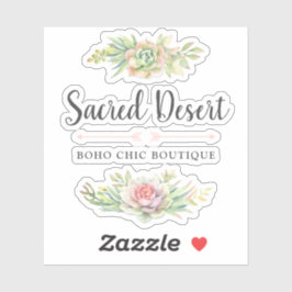 Rustikales Logo "Watercolor Succulent Desert Cactu Aufkleber
