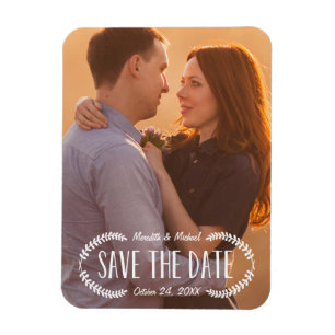 Rustikales Lorbeer Foto Save-the-Date Magnet