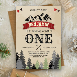 Rustikales Lumberjack Boys Wild 1 1. Geburtstag Pa Einladung