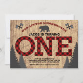 Rustikales Lumberjack Buffalo Kariert Erster Gebur Einladung (Vorderseite)