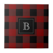 Rustikales Lumberjack Buffalo Kariert Monogram Ini Fliese (Vorderseite)