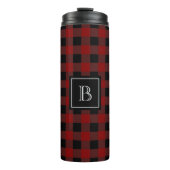 Rustikales Lumberjack Buffalo Kariert Monogram Ini Thermosbecher (Vorderseite)