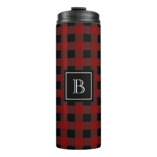 Rustikales Lumberjack Buffalo Kariert Monogram Ini Thermosbecher