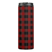 Rustikales Lumberjack Buffalo Kariert Monogram Ini Thermosbecher (Rückseite)