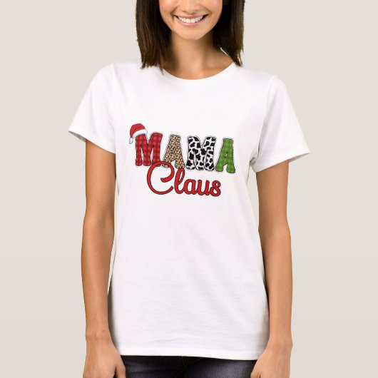 Rustikales Lumberjack Mama Claus T-Shirt (Vorderseite)