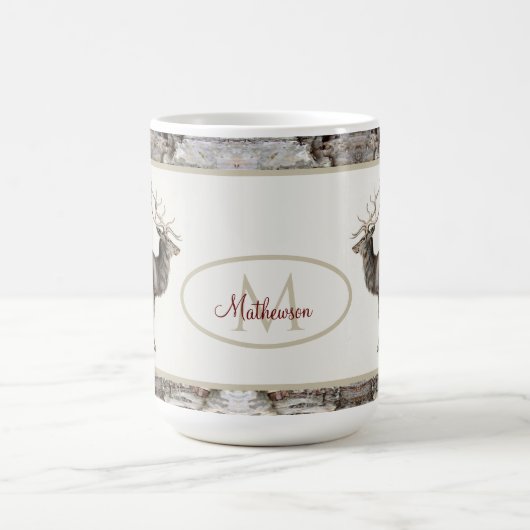 Rustikales Lyck/Reinhirsch-Monogramm Kaffeetasse (Mittel)