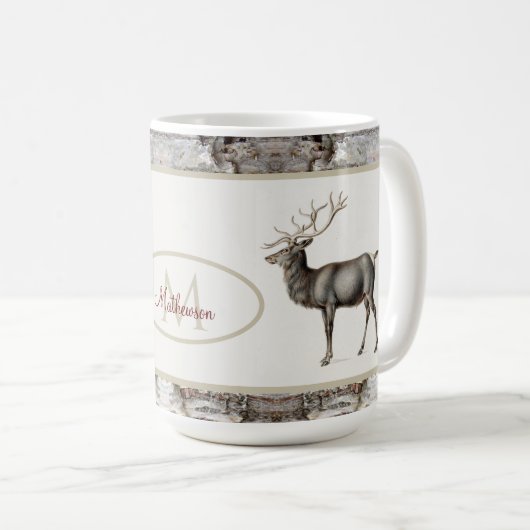 Rustikales Lyck/Reinhirsch-Monogramm Kaffeetasse (VorderseiteRechts)