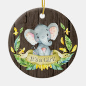 Rustikales Mädchen Elephant Babydusche gelb Keramik Ornament (Vorne)