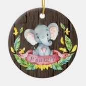 Rustikales Mädchen Elephant Babydusche Rosa Keramik Ornament (Vorne)