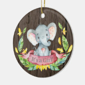 Rustikales Mädchen Elephant Babydusche Rosa Keramik Ornament (Links)