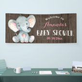 Rustikales Mädchen Elephant Babydusche Rosa und Gr Banner (Messe)