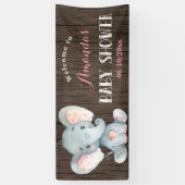 Rustikales Mädchen Elephant Babydusche Rosa und Gr Banner (Vertikal)