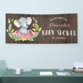 Rustikales Mädchen Elephant Babydusche Rosa und Gr Banner (Messe)