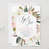 Rustikales Magnolia Blumengrün Mädchen Schluck see Einladung (Vorderseite)