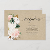 Rustikales Magnolium, weißer Blumenstrauß Empfang Begleitkarte (Vorne/Hinten)