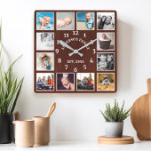 Rustikales Mahogany-Holzhaus 12 FotoCollage Quadratische Wanduhr