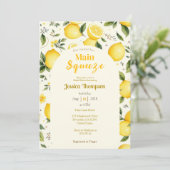 Rustikales Main Squeeze Zitrone modernes Brautpart Einladung (Stehend Vorderseite)