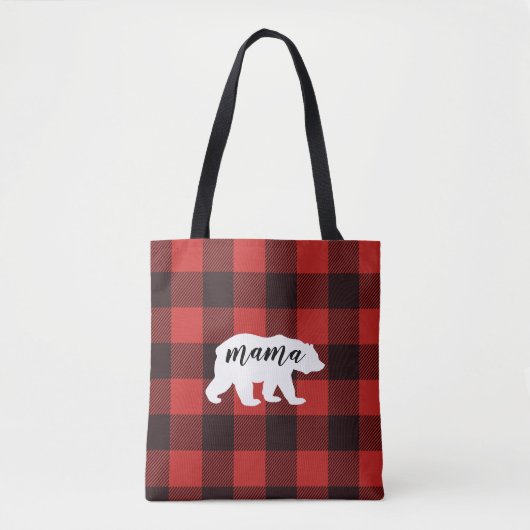 Rustikales Mama Bär Flannel Kariertes Muster Tasche (Vorderseite)