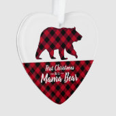 Rustikales Mama Bear Red Buffalo Kariertes Foto Ornament (Vorderseite)