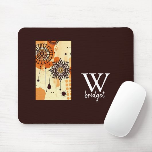 Rustikales Mandala Warmes florales Herbsttone Mousepad (Mit Mouse)
