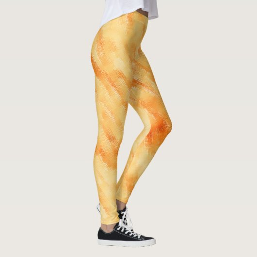 Rustikales Mango-Gelb wie strukturierte Malerei Leggings (Rechts)