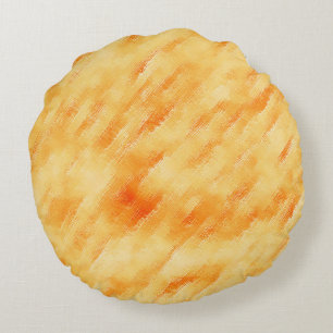 Rustikales Mango-Gelb wie strukturierte Malerei Rundes Kissen