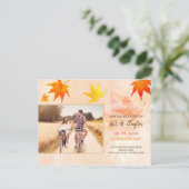 Rustikales Maple Wedding Foto Save the Date Postkarte (Stehend Vorderseite)
