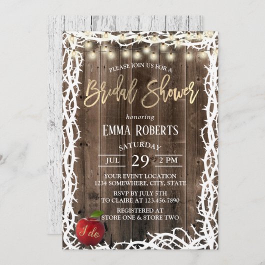 Rustikales Märchenholz-Brautparty Einladung (Vorne/Hinten)