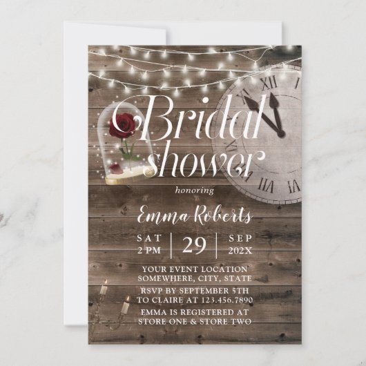 Rustikales Märchenwald-Brautparty Einladung (Vorderseite)