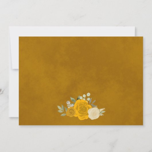 Rustikales Marigold & Yellow Boho Rose Brautparty Einladung (Rückseite)