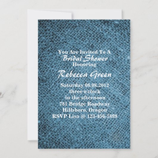 Rustikales Marineblap Brautparty Einladung (Rückseite)