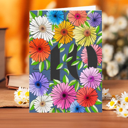 Rustikales Marineblau Personalisiert 40. Geburtsta Karte