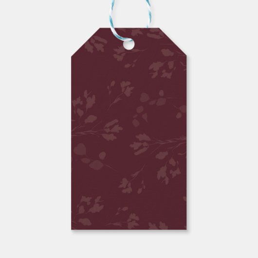 Rustikales Maroon Burnt Orange Brautparty Geschenkanhänger (Rückseite)