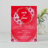 Rustikales Maroon Winter Wedding Floral Foil Einla Folieneinladung (Stehend vorne)