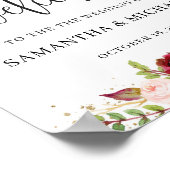 Rustikales Marsala burgundy Begrüßungszeichen Poster (Ecke)