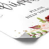 Rustikales Marsala burgundy Blumengoldgetränk Zeic Poster (Ecke)