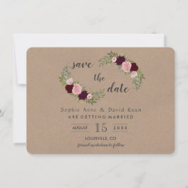 Rustikales Marsala Floral Craft Papier Save the Da Date