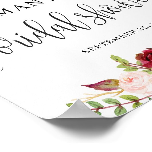 Rustikales Marsala Rosa Blütenrot Begrüßungszeiche Poster (Ecke)