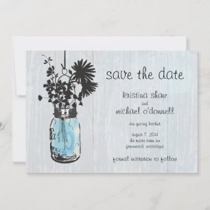 Rustikales MASON-Glas & Wildblumen Save the Date
