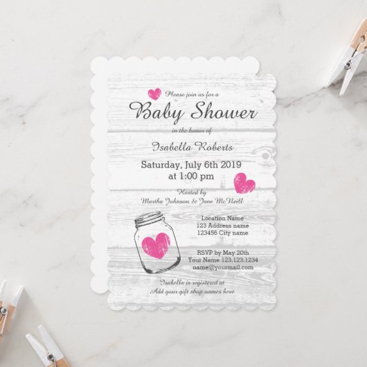 Rustikales Mason Jar Babydusche Einladungen aus St (Vorderseite/Rückseite Beispiel)