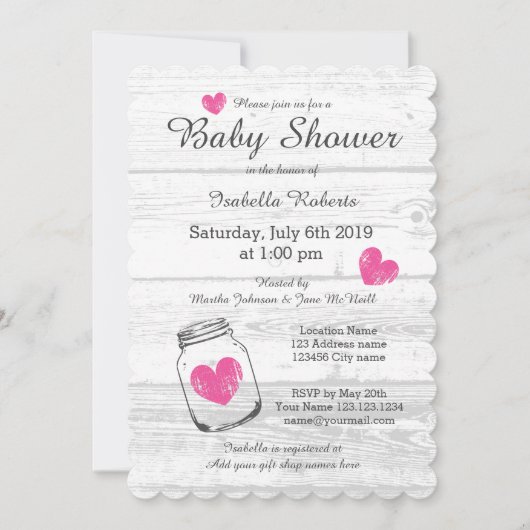 Rustikales Mason Jar Babydusche Einladungen aus St (Vorderseite)