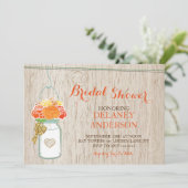 Rustikales Mason Jar Fall Glitzer Brautparty Einladung (Stehend Vorderseite)