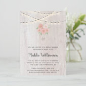 Rustikales Mason Jar Floral Lights Foto Brautparty Einladung (Stehend Vorderseite)