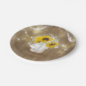 Rustikales Mason Jar Gipskraut und Sonnenblumen Pappteller (Schrägansicht)