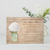 Rustikales Mason Jar Hydrangea Brautparty mit Foto Einladung (Stehend Vorderseite)